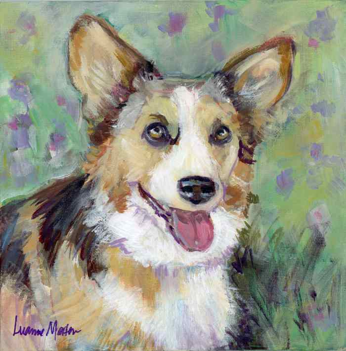 ’Sunny, So Happy’ Corgi Dog Painting - Impressionist Art