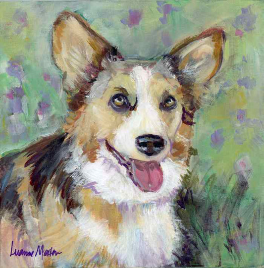 ’Sunny, So Happy’ Corgi Dog Painting - Impressionist Art